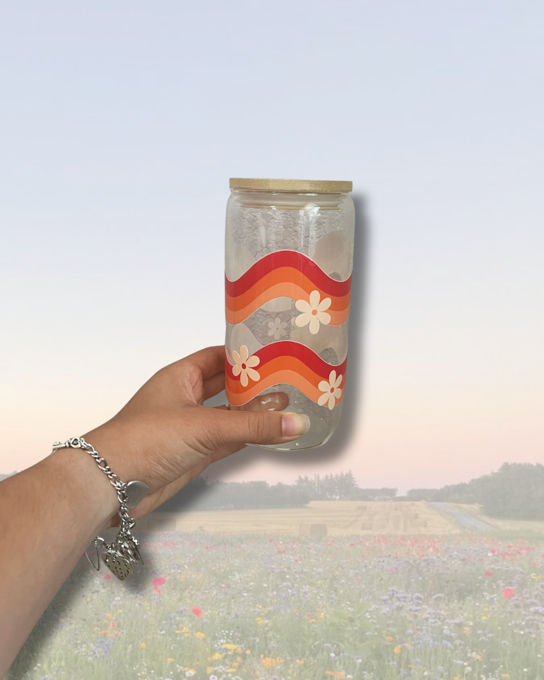 GROOVY FLOWERS Glass Cup